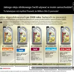 Olej Millers Oils XF LONGLIFE C2 5w30 i C3 5w30 to w pełni syntetyczne oleje do nowoczesnych silników.